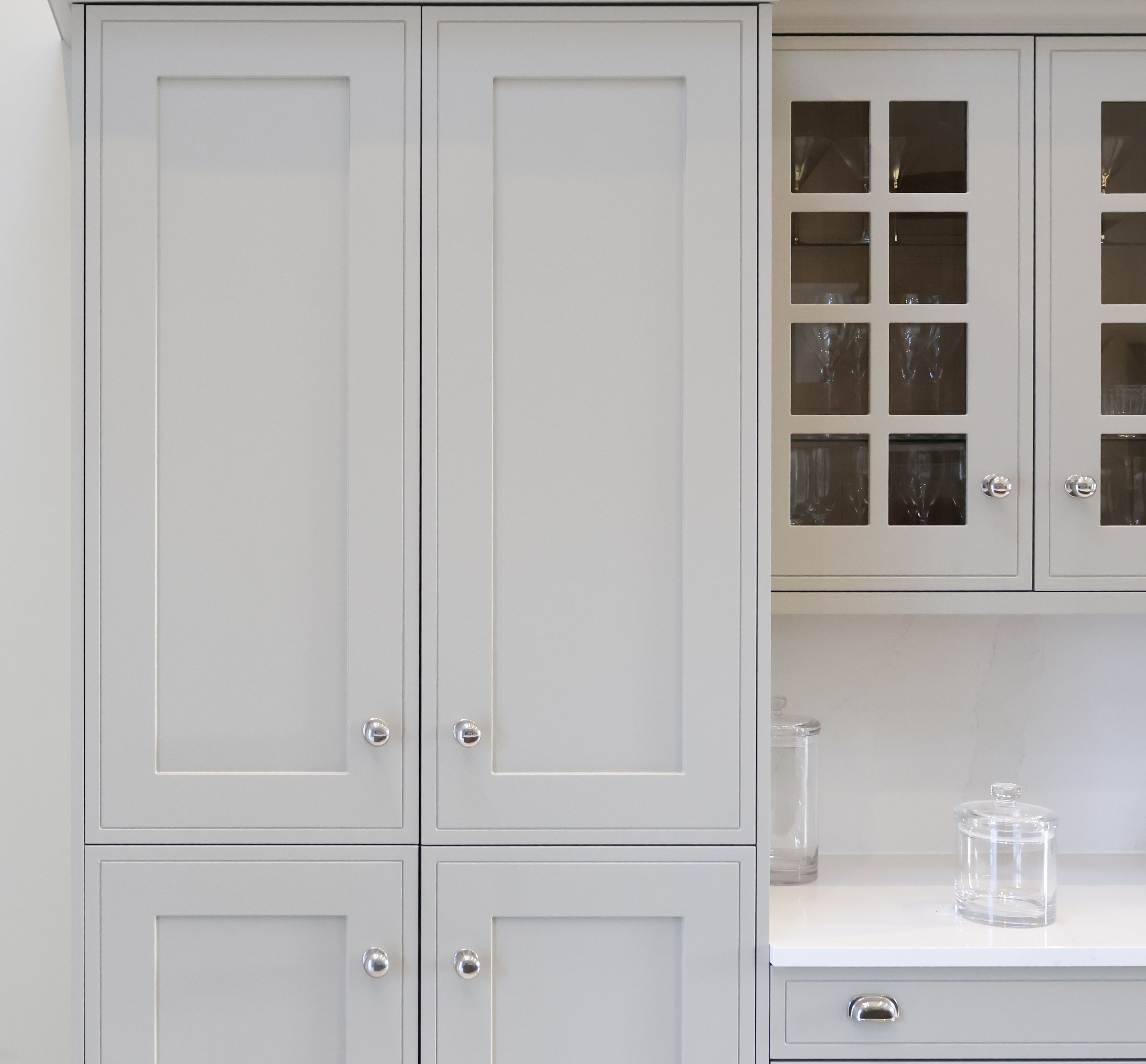 Kitchen cabinet spraying - professional finish by Flawless Decorators Jersey